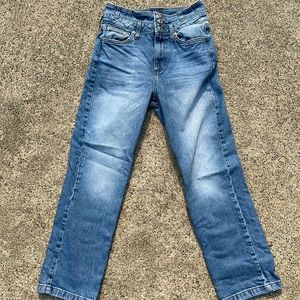 high rise medium color blue jeans
